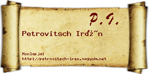 Petrovitsch Irén névjegykártya